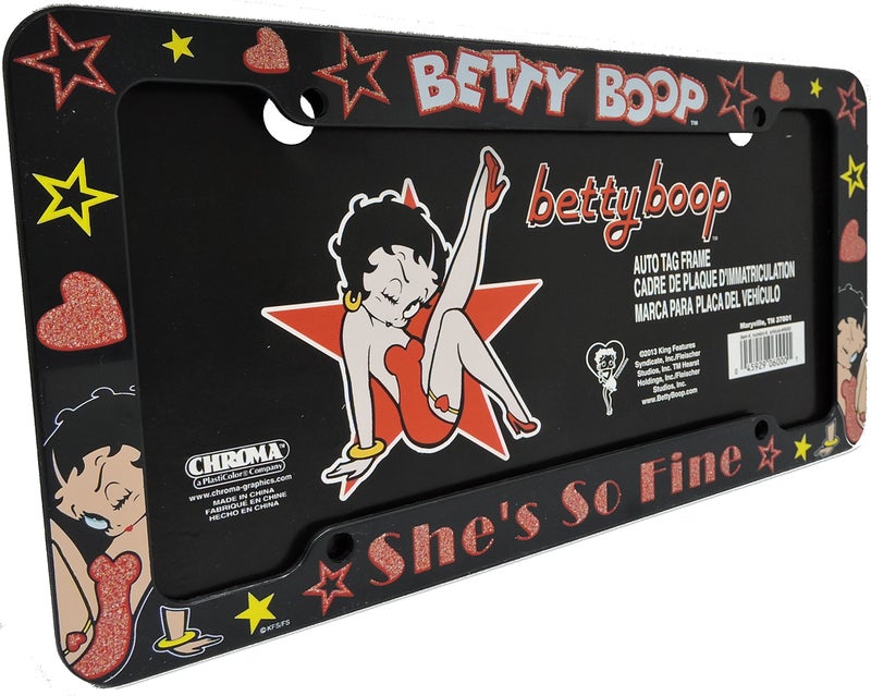 Chroma A Set of 2 Plastic Glitter Automotive License Plate Frame - Betty Boop Leg Up Star - Image 5